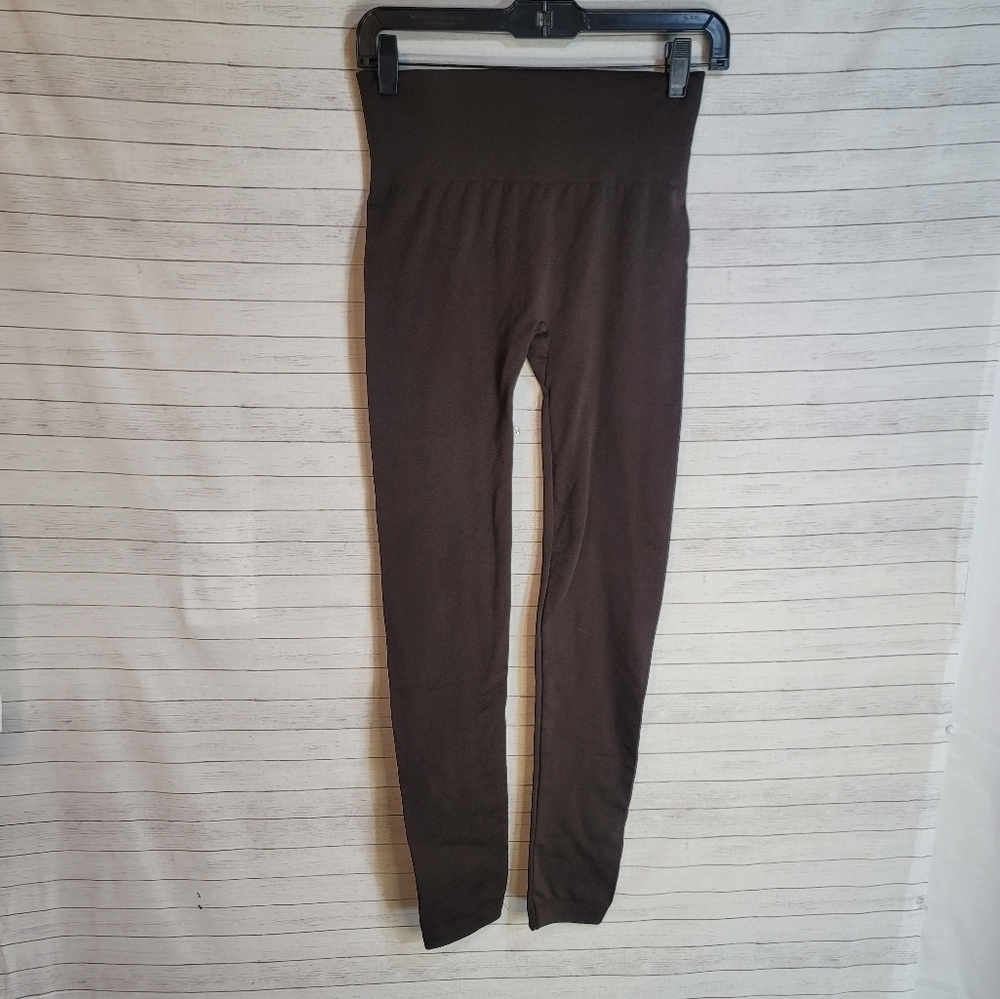 ONE5ONE BROWN FLEECE LINED LEGGINGS, sz SMALL/MEDIUM
